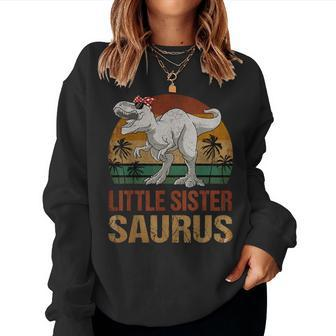Little Sistersaurus Dinosaur Little Sister Saurus Vintage Women Sweatshirt | Mazezy
