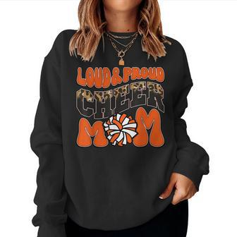 Loud Proud Cheer Mom Orange Team Leopard Cheer Crew Sweatshirt | Mazezy