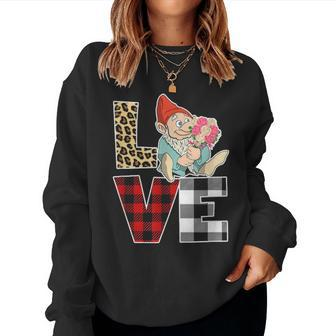 Love Gnome Flower Leopard Buffalo Plaid Mother Day Women Women Crewneck Graphic Sweatshirt - Seseable