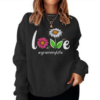 Love Grammy Life Floral Grandma Cute Grandmother Costume Women Crewneck Graphic Sweatshirt - Seseable