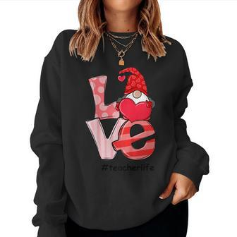 Love Love Teacher Life Valentine Day Lover Women Sweatshirt | Mazezy