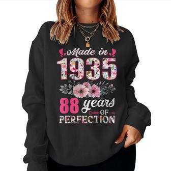Made In 1935 Floral 88 Year Old 88Th Birthday Women Women Sweatshirt | Mazezy