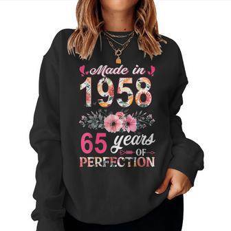 Womens Made In 1958 Floral 65 Year Old 65Th Birthday Women Sweatshirt | Mazezy