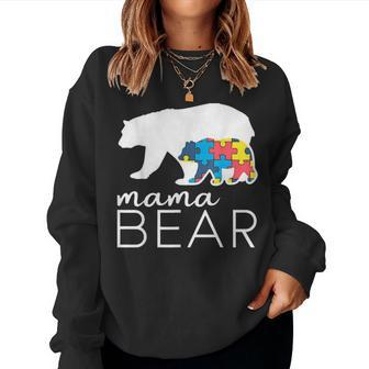 Mama Bear Autism Mom For Women Women Crewneck Graphic Sweatshirt - Seseable