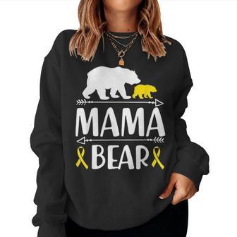Mama Bear Childhood Cancer Awareness Gift Mom Of A Warrior Women Crewneck Graphic Sweatshirt - Seseable