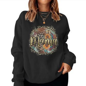 Mama Cowhide Leopard Cowgirl Western Serape Rodeo Mother Day Women Crewneck Graphic Sweatshirt - Thegiftio UK