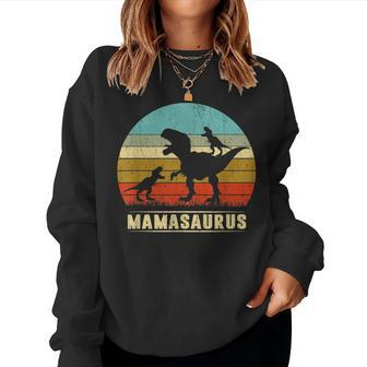 Mama Dinosaur Mamasaurus 2 Two Kids Family Christmas Women Sweatshirt | Mazezy