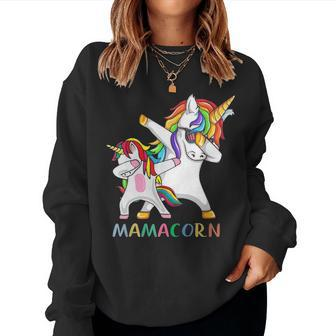 Mamacorn Unicorn Dabbing Costume Mom For Mothers Day Women Crewneck Graphic Sweatshirt - Seseable