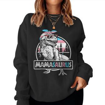 Mamasaurus Dinosaur Mama Saurus Protect Trans Kids Mom Ally Women Sweatshirt | Mazezy AU