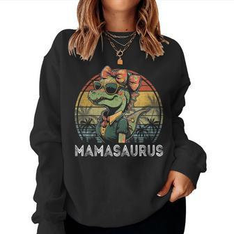 Mamasaurus T Rex Dinosaur Mama Retro Family Matching Women Sweatshirt | Mazezy