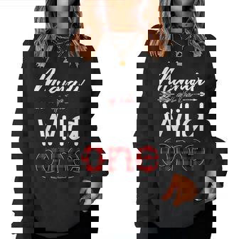 Mamaw Of The Wild One Buffalo Plaid Lumberjack Women Crewneck Graphic Sweatshirt | Seseable UK