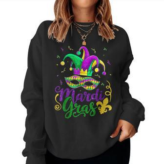 Mardi Gras 2023 - Womens Girls Mask Beads New Orleans Party Women Sweatshirt | Mazezy