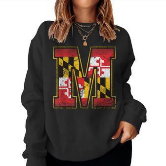 Maryland Flag For Kids Girl Women Vintage Maryland Women Crewneck Graphic Sweatshirt - Seseable