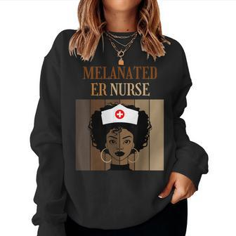 Melanated Er Nurse Nursing Caregiver Black Afro African Women Sweatshirt | Mazezy