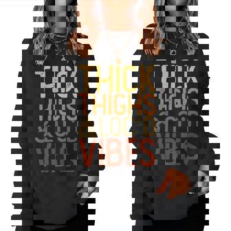 Melanin Black Women Thick Thighs And Locd Vibes Junenth Women Crewneck Graphic Sweatshirt | Seseable CA