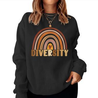 Melanin Rainbow Heart Diversity Black History Month African Women Crewneck Graphic Sweatshirt - Seseable
