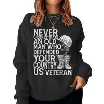 Mens Army Veteran For Proud Veteran Grandpa Dad From Daughter Women Crewneck Graphic Sweatshirt - Seseable