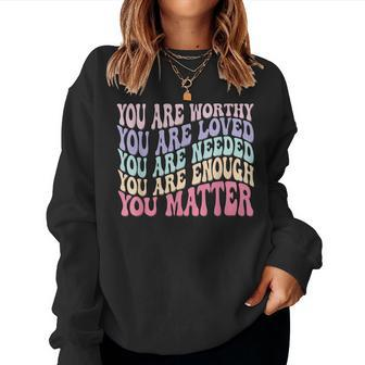 Mental Health Matters Be Kind Groovy Mental Health Awareness  Women Crewneck Graphic Sweatshirt