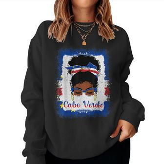Messy Bun Cape Verdean Cabo Verde Flag Womens Woman Girl Women Sweatshirt | Mazezy