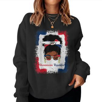 Messy Bun Dominican Republic Flag Womens Woman Girl Women Sweatshirt | Mazezy