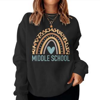 Middle School Rainbow Girls Teacher Team Middle School Squad Women Sweatshirt | Mazezy