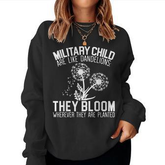 Military Child Are Like Dandelions Military Child Month Women Crewneck Graphic Sweatshirt - Seseable