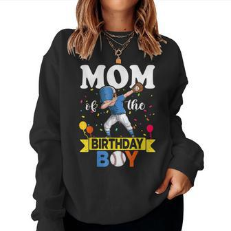 Mom Of The Birthday Boy Baseball Dabbing Family Party Women Sweatshirt | Mazezy
