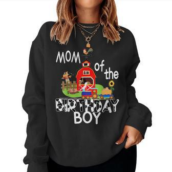Mom Birthday Boy Train Farm Party Cow Pig Horse Chicken Women Sweatshirt | Mazezy