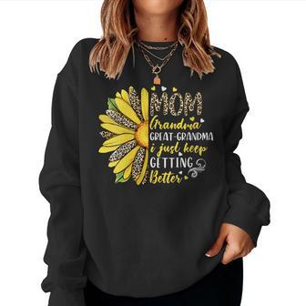 Womens For Mom Grandma Great Grandma Leopard Sunflower Women Sweatshirt | Mazezy