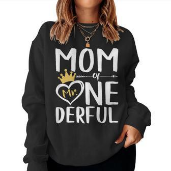 Mom Of Mr Onederful 1St Birthday Boy Matching Women Sweatshirt | Mazezy