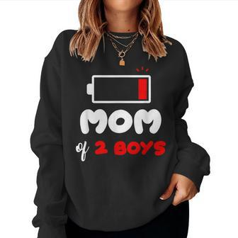 Mom Of 2 Boys Funny 2 Sons Mommy Of Two Boys Mothers Day Women Crewneck Graphic Sweatshirt - Thegiftio UK