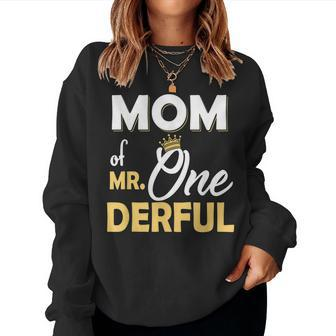 Mom Of Mr Onederful 1St Birthday One-Derful Matching Women Crewneck Graphic Sweatshirt - Seseable