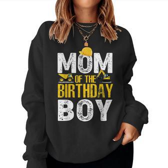 Mom Of The Bday Boy Construction Bday Party Hat Men Women Crewneck Graphic Sweatshirt - Thegiftio UK