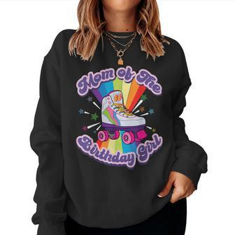 Mom Of The Birthday Girl Retro Rolling Skate Gift For Women Women Crewneck Graphic Sweatshirt - Seseable