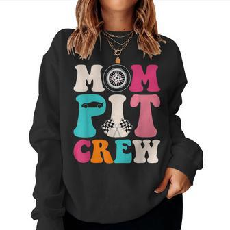 Mom Pit Crew Race Car Birthday Party Racing Women Sweatshirt | Mazezy