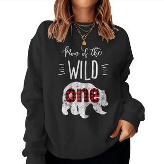 Womens Mom Of The Wild One Shirt Bear Lumberjack 1St Birthday Tee Women Sweatshirt | Mazezy
