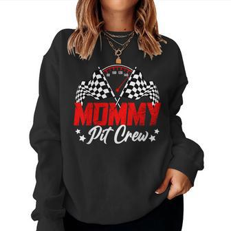 Mommy Pit Crew Birthday Party Race Car Lover Racing Family Women Crewneck Graphic Sweatshirt - Thegiftio UK