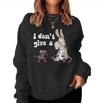 Womens Mouse Walking A Donkey I Dont Give Rats ASs Mouse Women Sweatshirt | Mazezy
