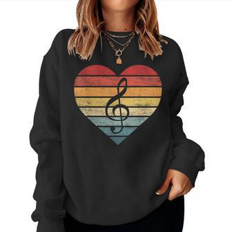 Music Teacher Gifts Retro Sunset Note Music School Musician Women Crewneck Graphic Sweatshirt - Seseable