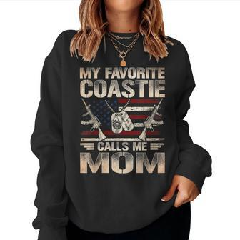 My Favorite Coastie Calls Me Mom Coast Guard Mom Coast Guard Women Crewneck Graphic Sweatshirt - Seseable