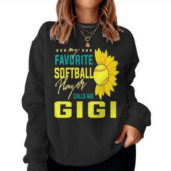 My Favorite Softball Player Calls Me Gigi V2 Women Crewneck Graphic Sweatshirt - Seseable