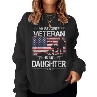 My Favorite Veteran Is My Daughter - Flag Veterans Day Women Crewneck Graphic Sweatshirt - Seseable