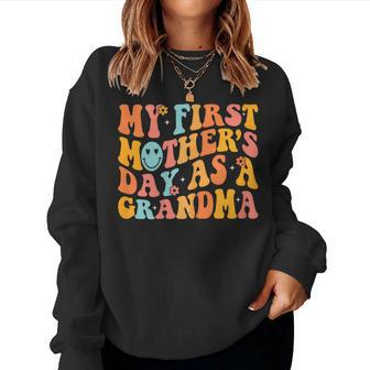 My First Mothers Day As A Grandma Mothers Day 2023 Grandma Gift For Womens Women Crewneck Graphic Sweatshirt - Thegiftio UK