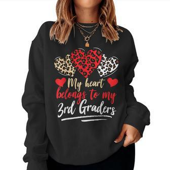 My Heart Belongs To Grader Valentines Day 3Rd Grade Teacher Women Crewneck Graphic Sweatshirt - Seseable