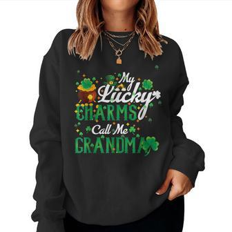 My Lucky Charms Call Me Grandma St Patricks Day Grandma Women Crewneck Graphic Sweatshirt - Seseable