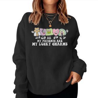 My Patients Are My Lucky Charms St Patricks Day Nurse Squad Women Crewneck Graphic Sweatshirt | Seseable UK