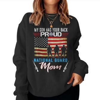 My Son Has Your Back Proud National Guard Mom Army Mom V2 Women Crewneck Graphic Sweatshirt - Seseable