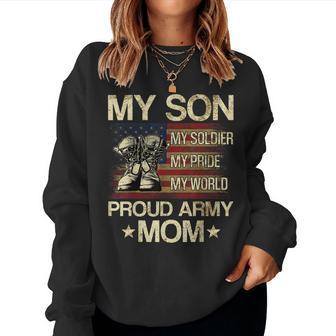 My Son My Soldier My Pride My Hero Proud Mom Women Crewneck Graphic Sweatshirt - Seseable