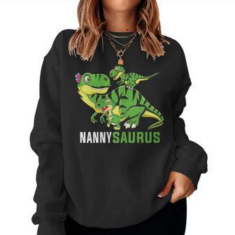 Nannysaurus Cute Nanny Saurus Dinosaur Christmas Women Sweatshirt | Mazezy