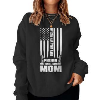 National Guard Mom My Son Has Your Back Proud Army Mother Women Crewneck Graphic Sweatshirt - Seseable